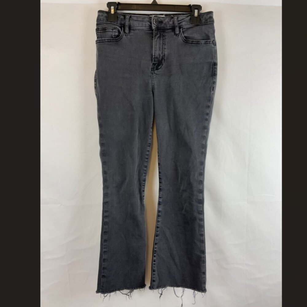 Frame Le Crop Mini Boot Jeans 28 Muted Black Raw Hem